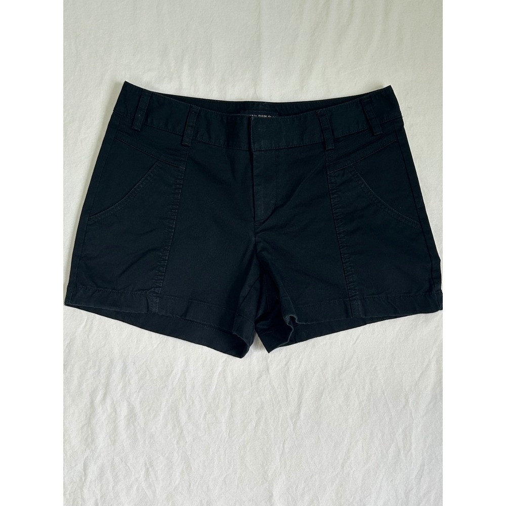 Banana Republic Womens Black Cotton Stretch Chino Shorts Size 4 Mid Rise Pockets